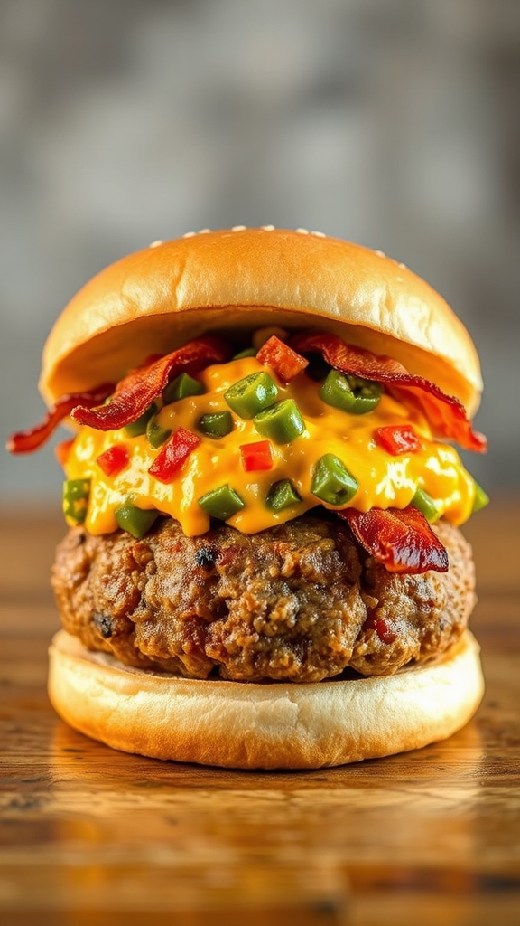 savory bacon pimento burgers