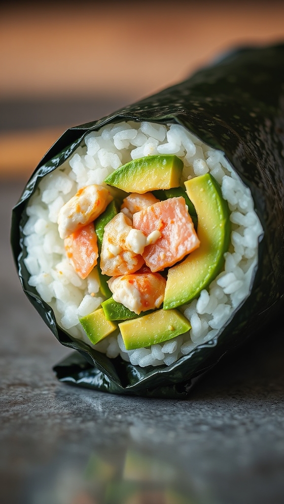 savory sticky seafood wrap