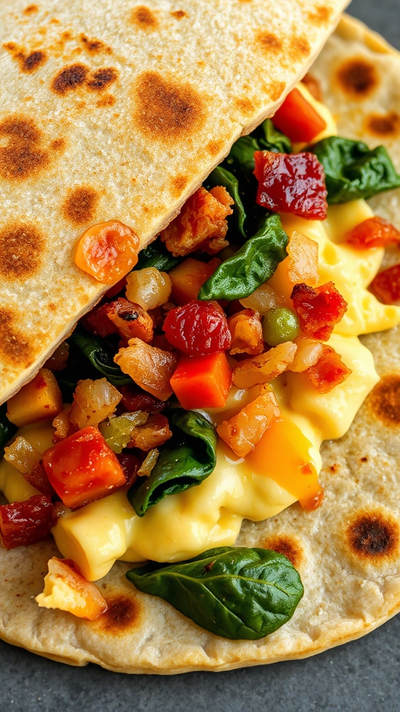 scrambled eggs bacon quesadillas