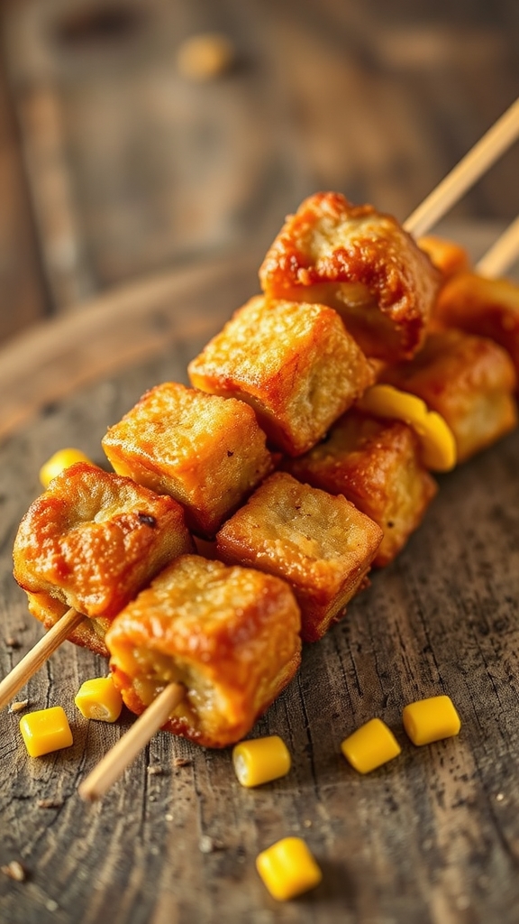 seasoned cubed meat skewers