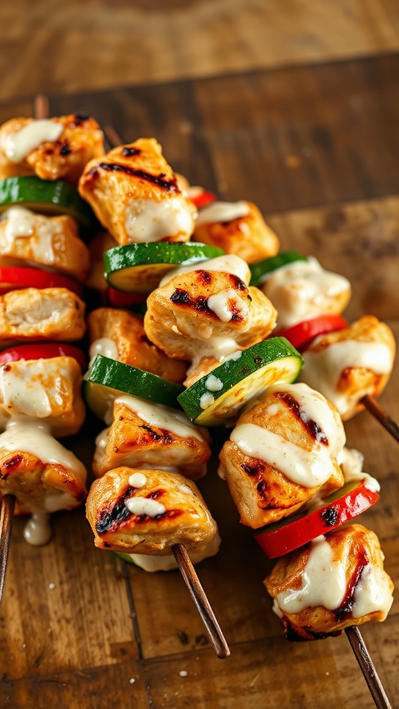 skewers with diverse ingredients
