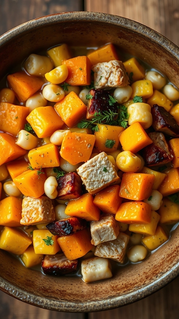 smoky turkey veggie succotash
