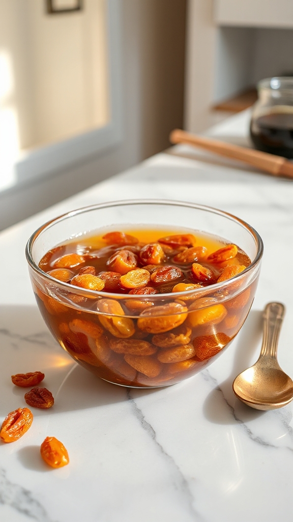 soak raisins for plumpness