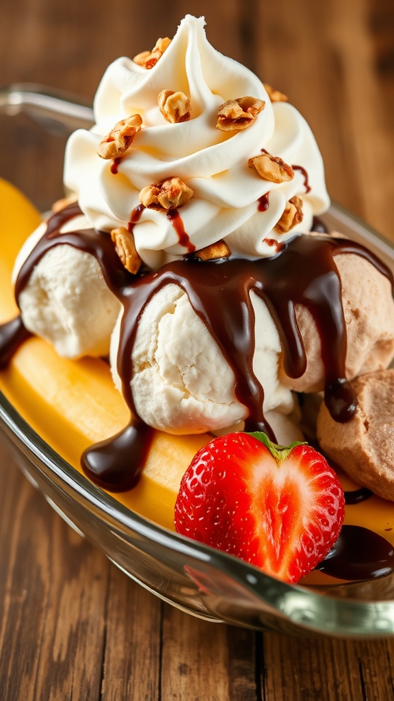 split banana ice cream toppings