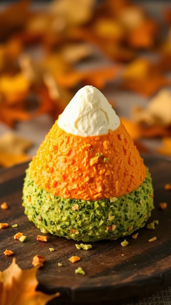 spooky candy corn cheeseball