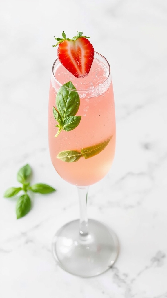 strawberry basil bellini cocktail