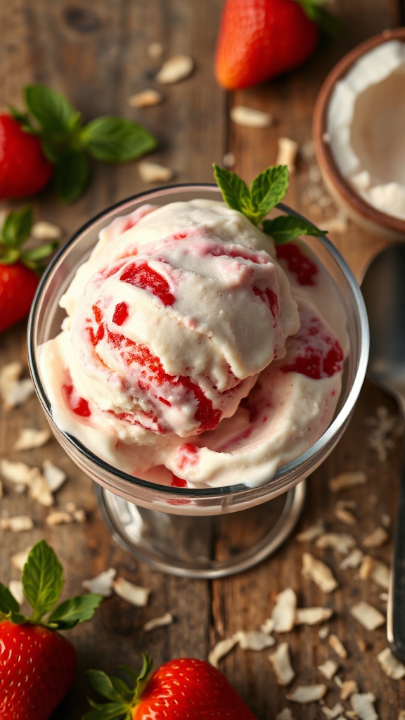 strawberry coconut ice cream
