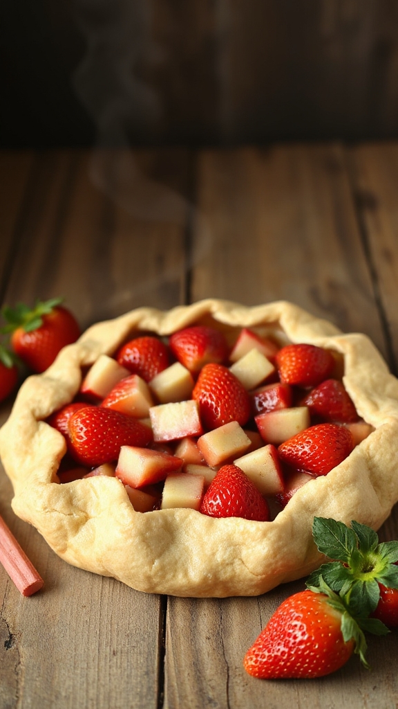 strawberry rhubarb tart pie