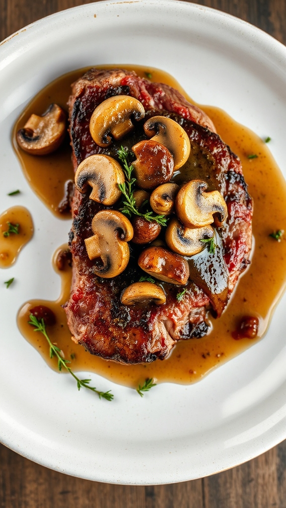 strip steak with sauce