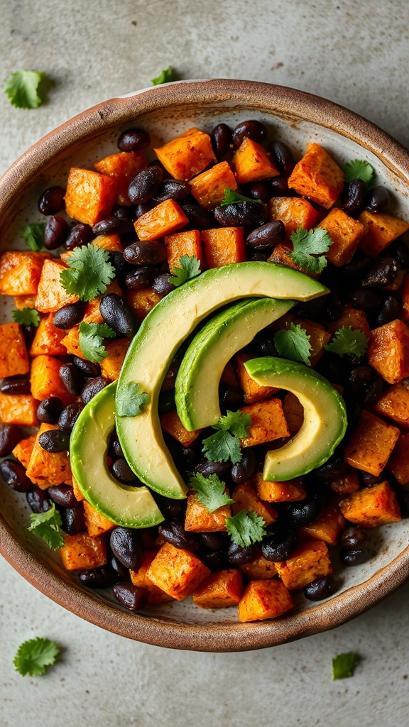sweet potato black beans avocado