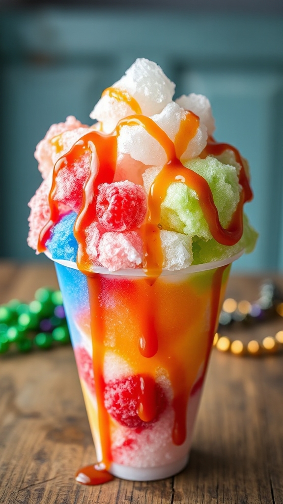 syrupy colorful shaved ice