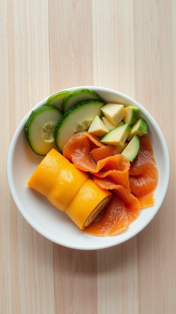 tamagoyaki and smoked salmon