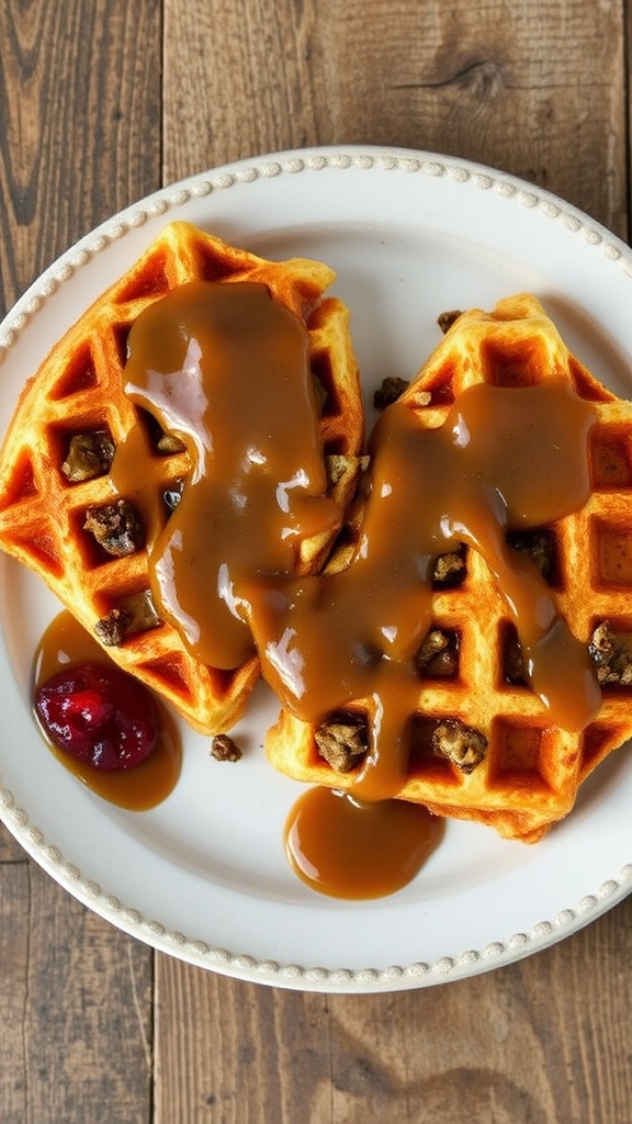thanksgiving stuffing waffles gravy