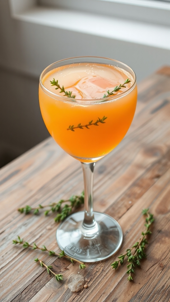 thyme infused zesty bellini cocktail