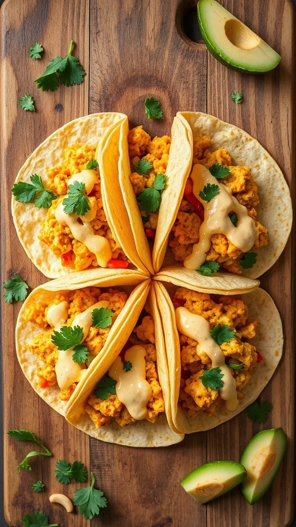 tofu breakfast tacos queso