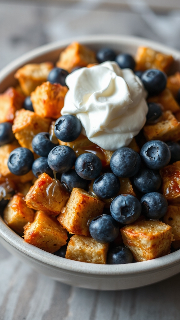 toss cooled toast with blueberries