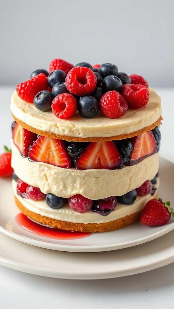 triple layered berry cheesecake