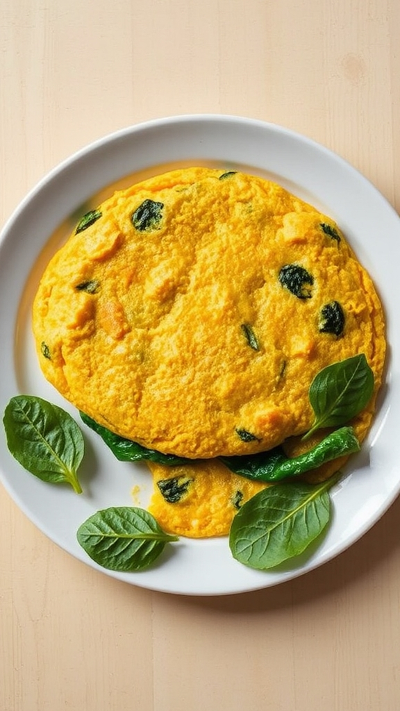 vegan chickpea spinach omelette