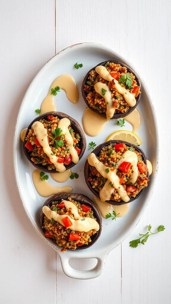 vegan stuffed portobello mushrooms