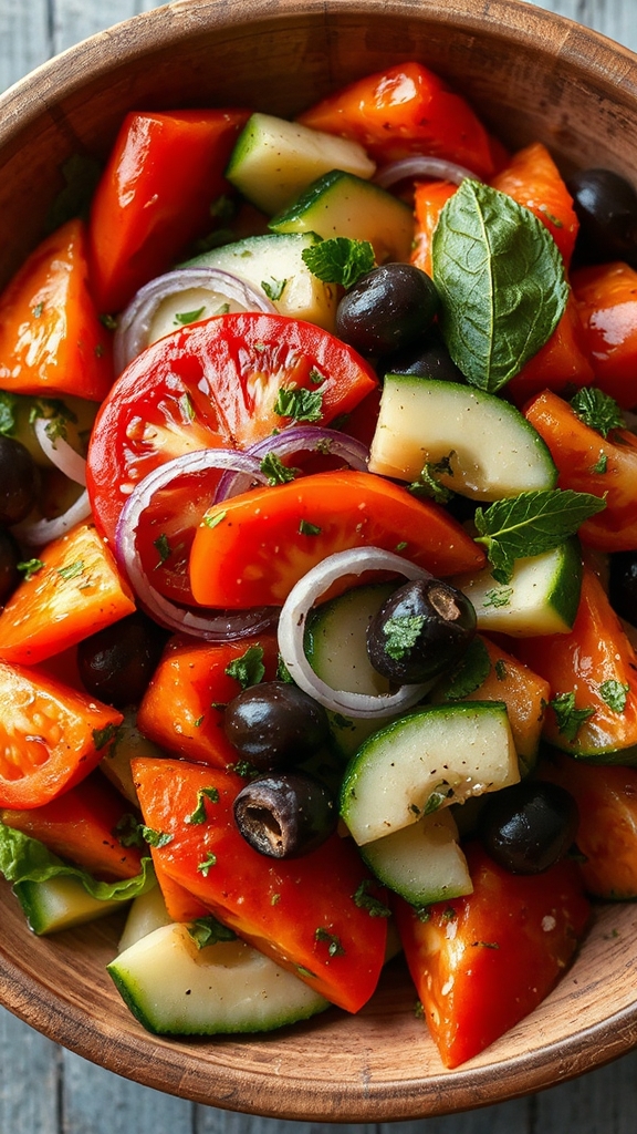 vibrant greek salad ingredients