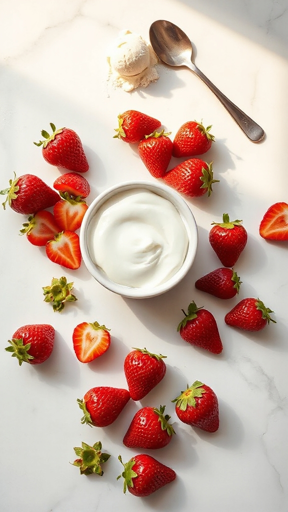 vibrant strawberries enhance yogurt