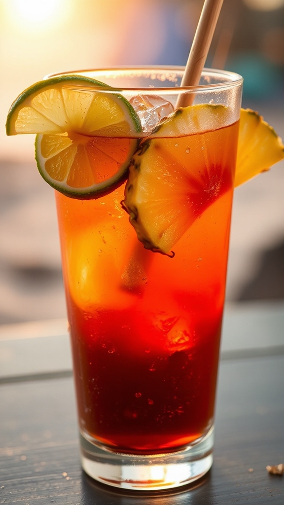 vibrant tropical sunset rum