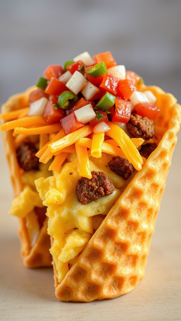 waffle cone breakfast tacos