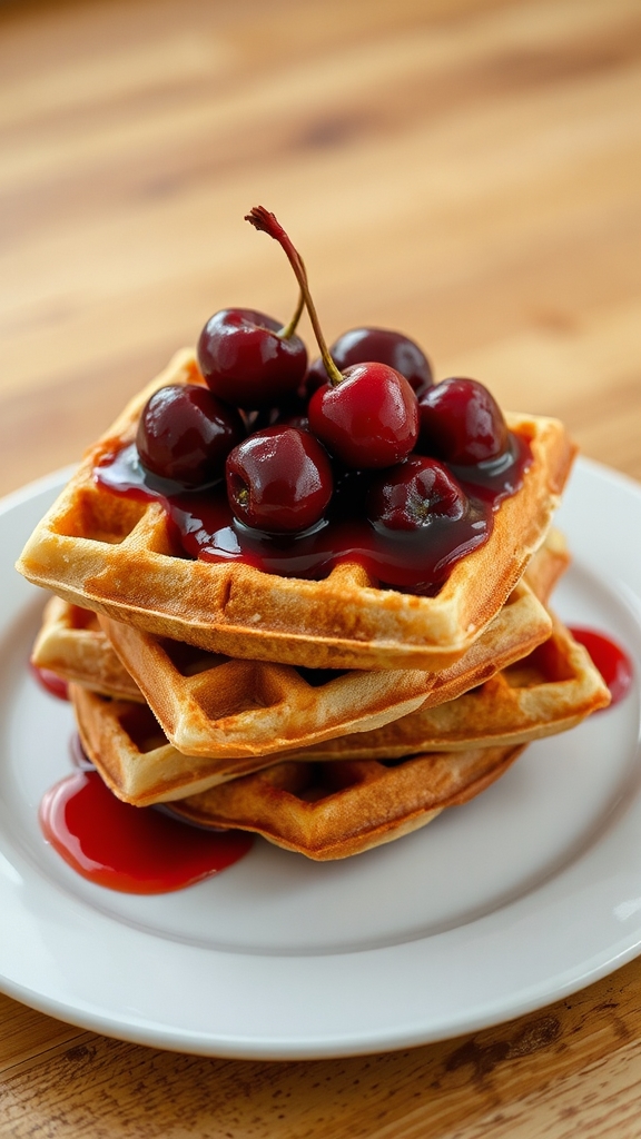 waffles and cherry compote