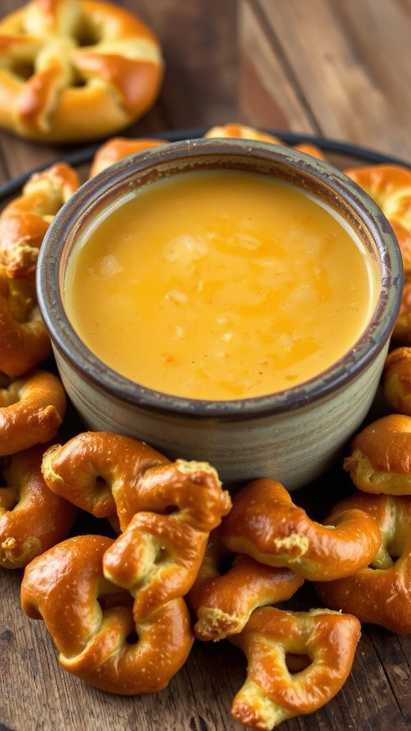 warm cheesy soup pretzels
