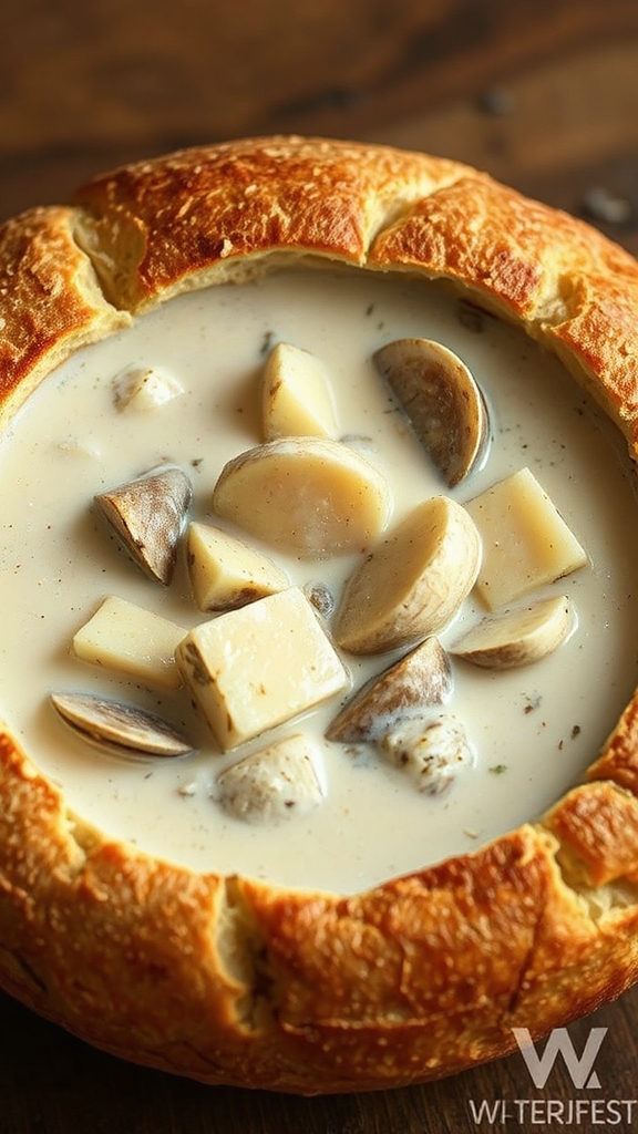 warm creamy clam chowder
