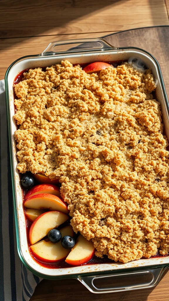 warm textured fruit crumble