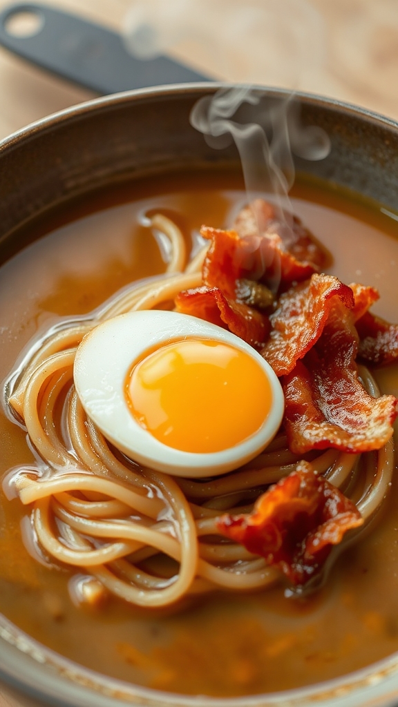 whimsical breakfast ramen ingredients