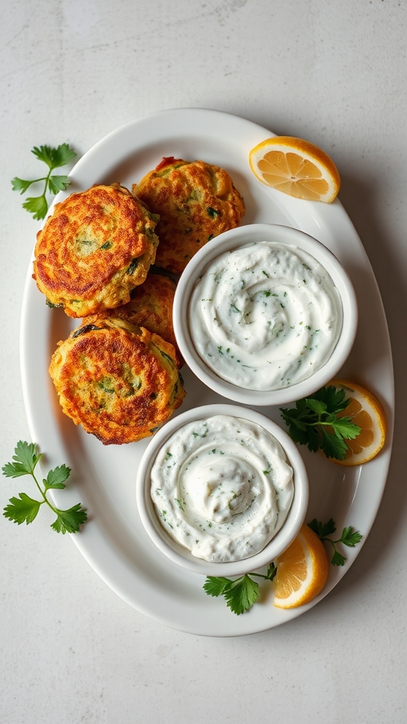 zucchini fritters with tzatziki